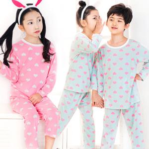이라인 아동 주니어 키즈 슈가하트 긴팔상하 잠옷 파자마 실내복