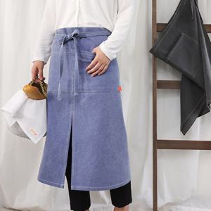 유노야 순면 데님 앞트임 하프 허리 앞치마 에이프런