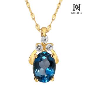 골드앤 14K 샤벳 천연 런던블루 토파즈 목걸이 YG