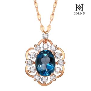 골드앤 14K 블룸 천연 런던블루 토파즈 목걸이 RG