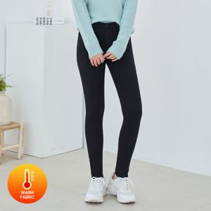 [진마니아] 코튼 블랙 허리스판 본딩기모 바텀컷팅 스키니 데님