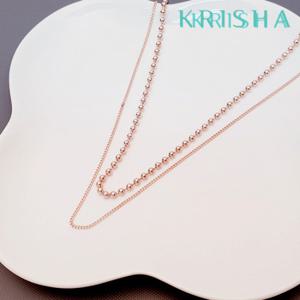 [크리샤]2중 3미리 볼 실버 목걸이_KSN0314