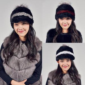 [블루피오레] 폭스 방울 밍크 니팅  캡모자 BF1936