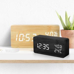 우드 LED 온습도계 시계 탁상알람 무소음시계