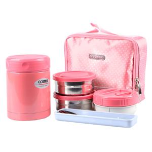 코스모스 핑크 다용도 스텐 보온 도시락 0.4L WJ-313