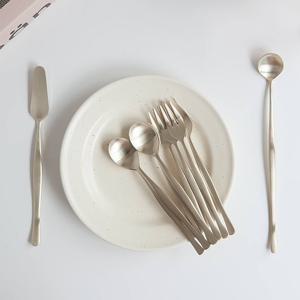 [국내생산] 니코트 Satin 샤틴 골드 티스푼 티포크 디저트 세트 10P