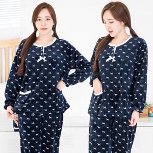 이라인 수면잠옷 꼬마강아지 여성 상하 울트라 밍크잠옷 파자마