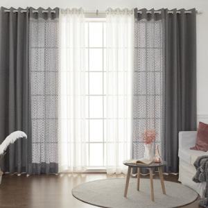 까르데코 펀칭 그레이+린넨룩모카 암막커튼+속커튼6장