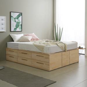 네시스 휴 퀸 서랍형 2단 원목 수납침대_프레임 GM254C (착불)