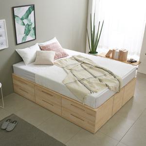 네시스 휴 킹 서랍형 2단 원목 수납침대_프레임 GM263C (착불)