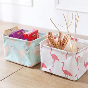 패브릭 손잡이 사각수납함 / 생활용품 수납 바구니 속옷 정리