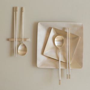 놋담 방짜유기 유기수저 투톤수저 2인 누빔 수저집 포함