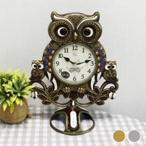 무소음 부자 복부엉이 주물 탁상시계 HST-337