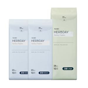 허브데이 생리대 대형1팩+중형2팩_30p