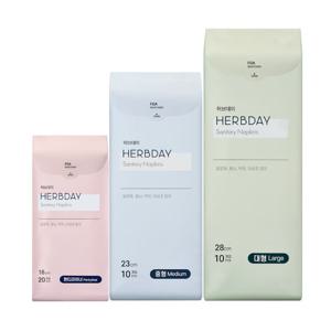 허브데이 생리대 대형1팩+중형1팩+팬티라이너1팩 _40p