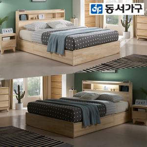 동서가구 알로 LED 편백 퀸 수납 침대+본넬매트리스 DF639400
