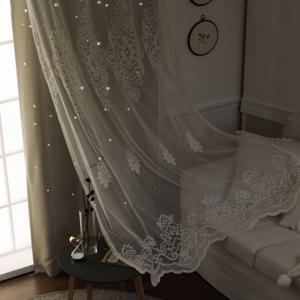 까르데코 디망쉬스타 펀칭암막+펄 레이스 이중커튼4장