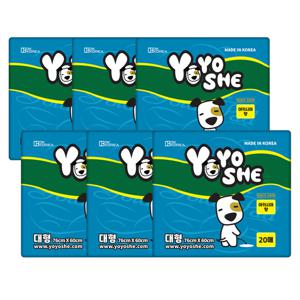 [요요쉬] 배변패드 대형 스카이 20매 X 6팩