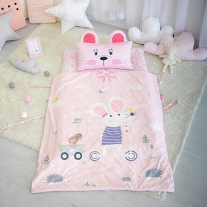 티피 사계절 토퍼형 낮잠이불 세트 핑키제니+솔리드가방