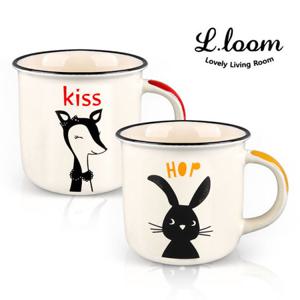 빈티지 도자기 카페머그 2P / 키스홉 350ml