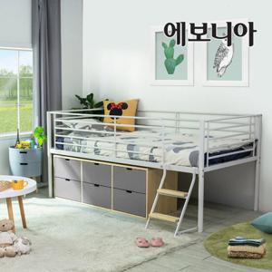 튜브 철재벙커침대 서랍장세트(매트포함) 좁은방 낮은천장 실속형 오피스텔 공간활용 공간분리 낮은 안정감 어린이 학생 성인