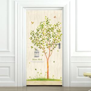 현관문시트지 엠보에어프리 로맨스그린버드