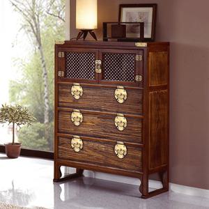 미송 창문살 3자 3단 서랍장 원목가구