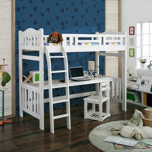 베드피아 스페이스 원목 싱글 책상 벙커침대 (워시)