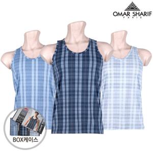 [오마샤리프] 민소매 체크 남성런닝3매 세트