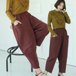 벌룬팬츠 브라운 내츄럴303배기 통바지 절복 밴딩팬츠