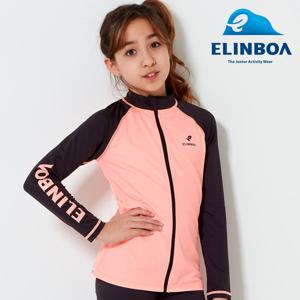 [엘인보아] 주니어 집업래쉬가드 티셔츠_솔리드오렌지