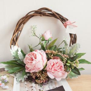 작약 조화 꽃 리스 벽장식 러블리 33cm 인테리어 벽걸이 현관 문 꾸미기 소품