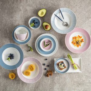 [한국도자기]코지 핑크&블루 믹스 4인 홈세트 21p