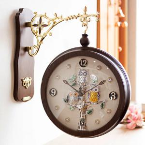 앤틱 부엉이 무소음 양면 벽시계