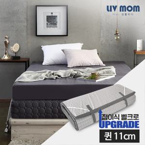 [리브맘]세븐존 프리미엄 매트리스(11cm)퀸 차콜/블루