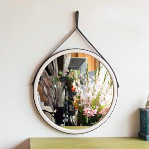 보니에 원목 스트랩 원형 벽거울 500 벽걸이 인테리어 월데코