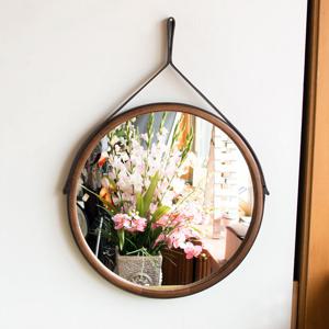 모니에 원목 스트랩 원형 벽거울 450 벽걸이 인테리어 월데코