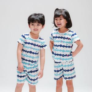 [알록달록]5부쟈가드반팔실내복(하프웨이브)유아아동 내복잠옷