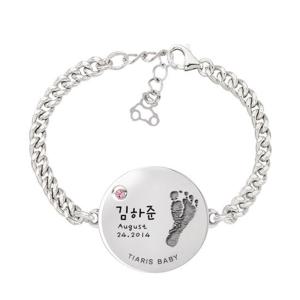 [티아리스] 첫발자국 발도장 발자국 실버 미아방지팔찌 ST7788B