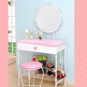 [미소비즈] 리젠가구 정리형 철재 화장대세트(거울화장대의자)