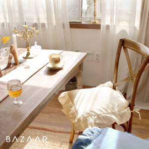 광목 프릴 끈 방석 커버+솜(1개구성)