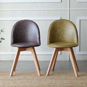 베스트리빙 홈카페 디자인 데니스 PU가죽 원목 의자 2개