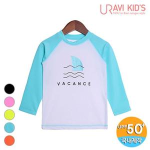 [유라비]아동복 남아 여아 공용 수영복 물놀이 바캉스 샤크 래시가드 상의_TS486