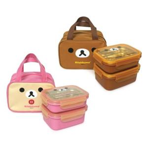 리락쿠마 가방 2단 이중 스텐도시락