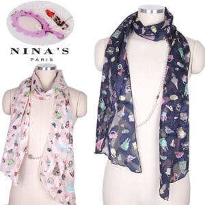 ANNASU 인형놀이번아웃 롱쉬폰스카프(9SS074)