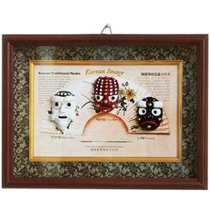 [박씨상방] 고급 전통탈(봉산) 부채액자(유리가로3형)