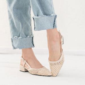 3color 라탄 스트랩 여름 로우굽 슬링백 RJ-ax7013