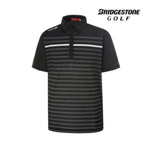 [브릿지스톤 골프] 남성 3COL 라인 카라넥 반팔티 3GJ06A-BK_GA