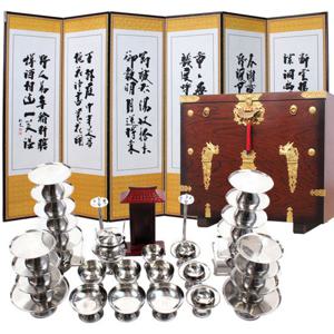 [남원공방] DG스텐제기 37P + 제기함 + 제사병풍