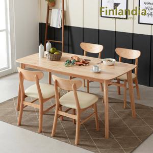 핀란디아 데니스 내추럴 4인식탁세트(와이드형/의자4)